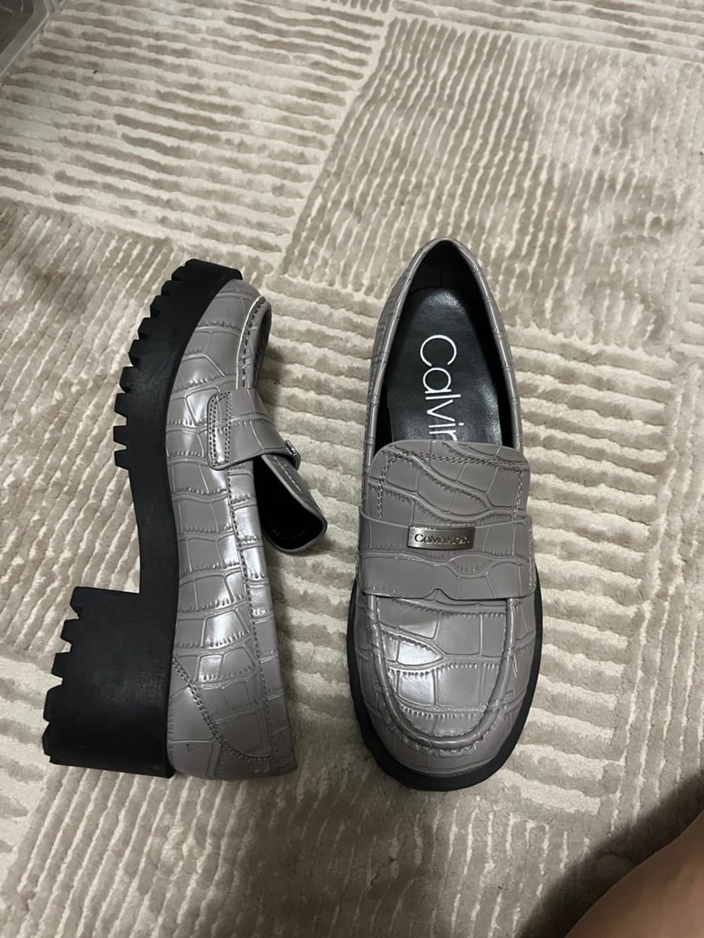 Calvin Klein Gray Platform Loafers